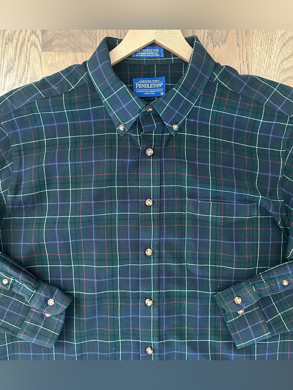 Pendleton Sir Pendleton Men's Worsted Wool Shirt in Hunting Tartan Green XL - Picture 4 of 13